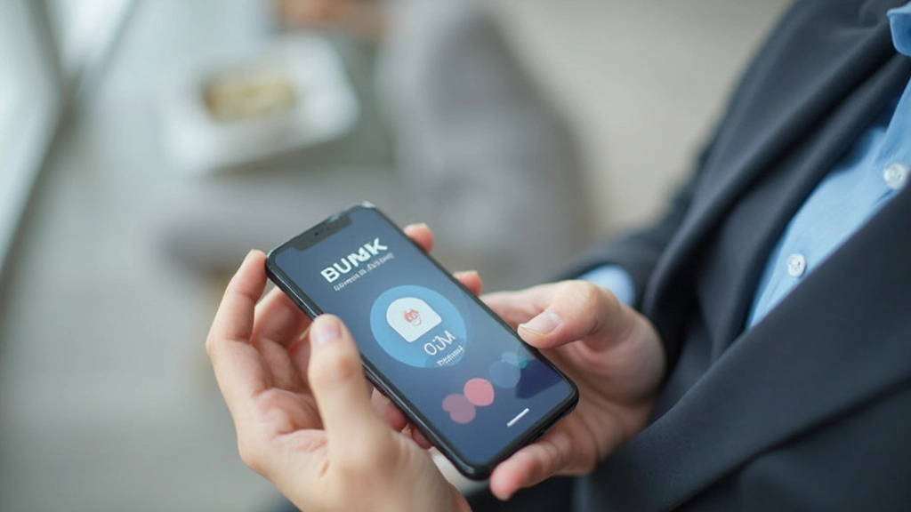 Профессиональная фотография человека, использующего мобильное приложение для платежей на смартфоне в современном офисе